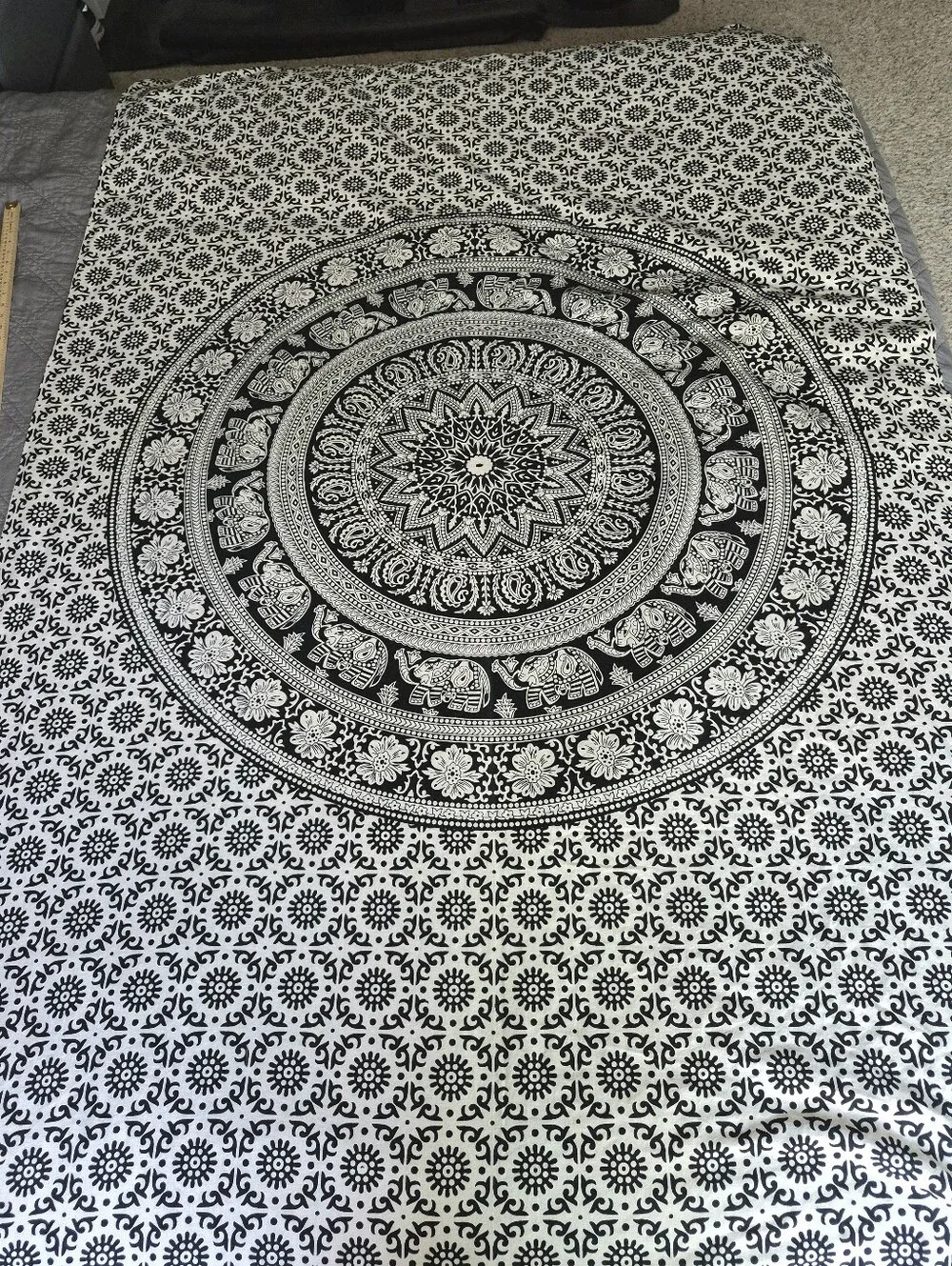 Mandala Tapestry Elephant Floral Pattern Print Made In India Cottton Tablecloth